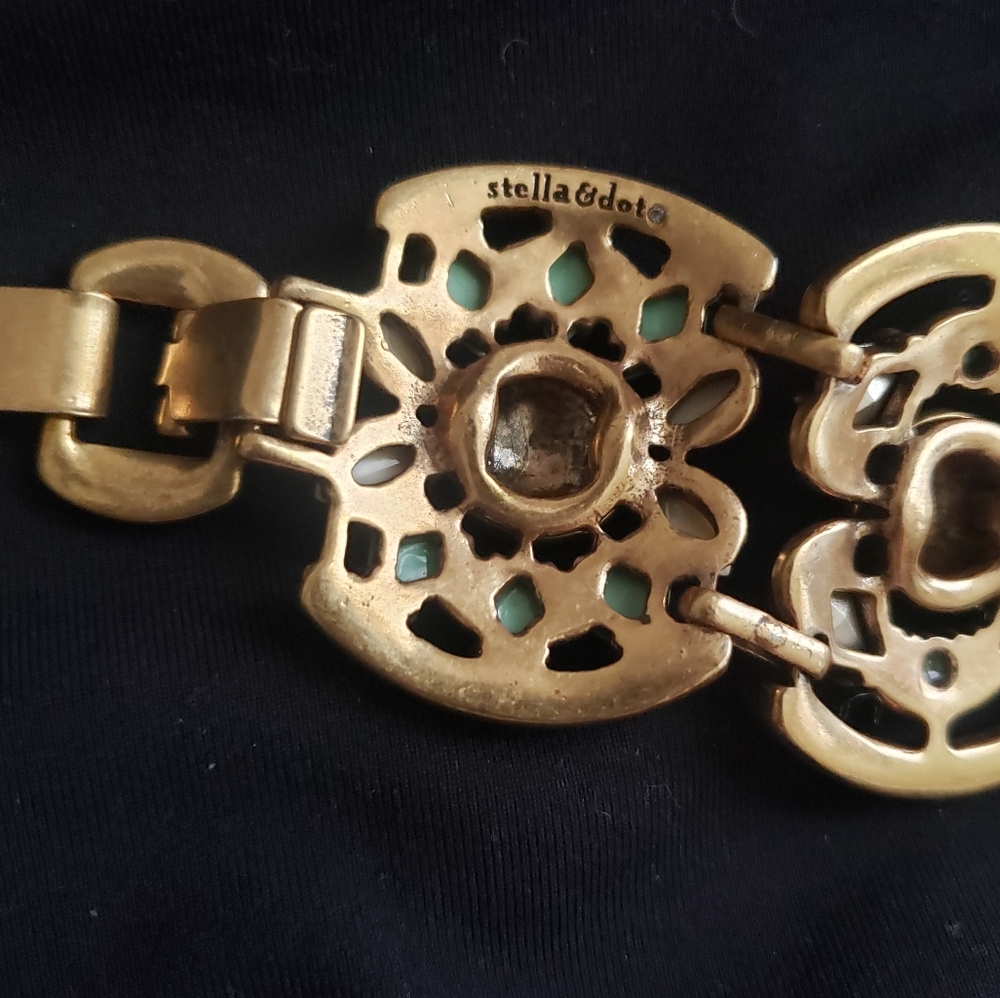 Stella & Dots Gold and Mint Statement Bracelet - Picture 6 of 6